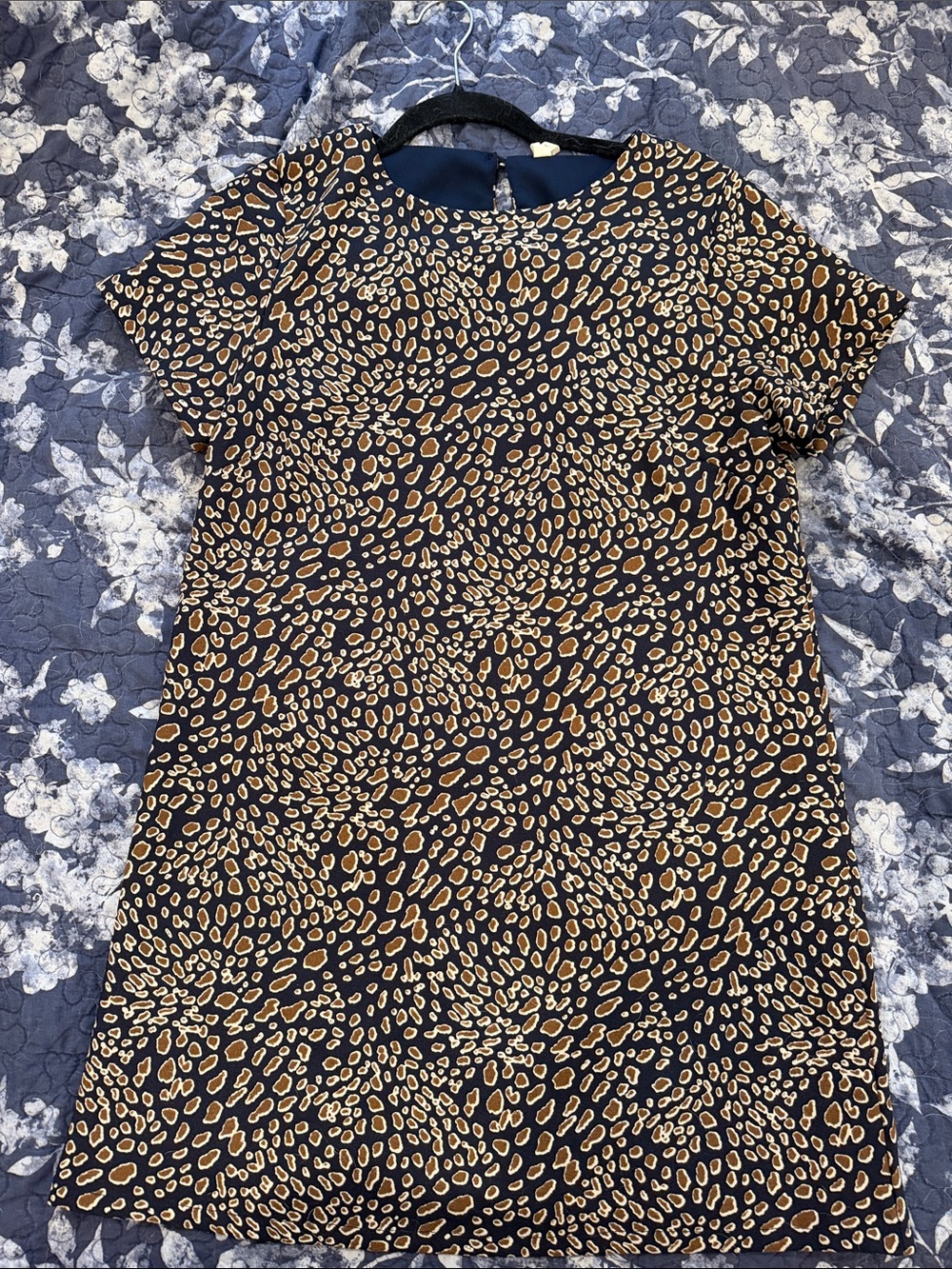 Tyche Navy Tunic with Tan and Cream Leopard Print